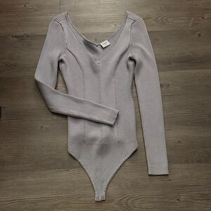 Abercrombie & Fitch Light Gray Ribbed Bodysuit